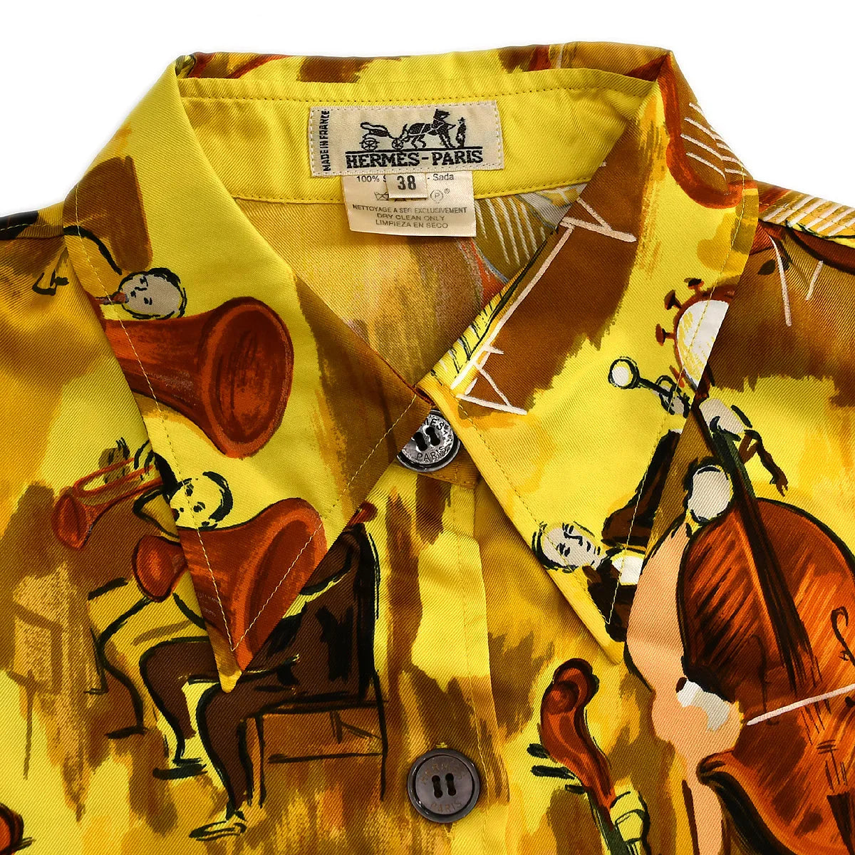 Hermes 1980s Shirt Blouse Yellow #38