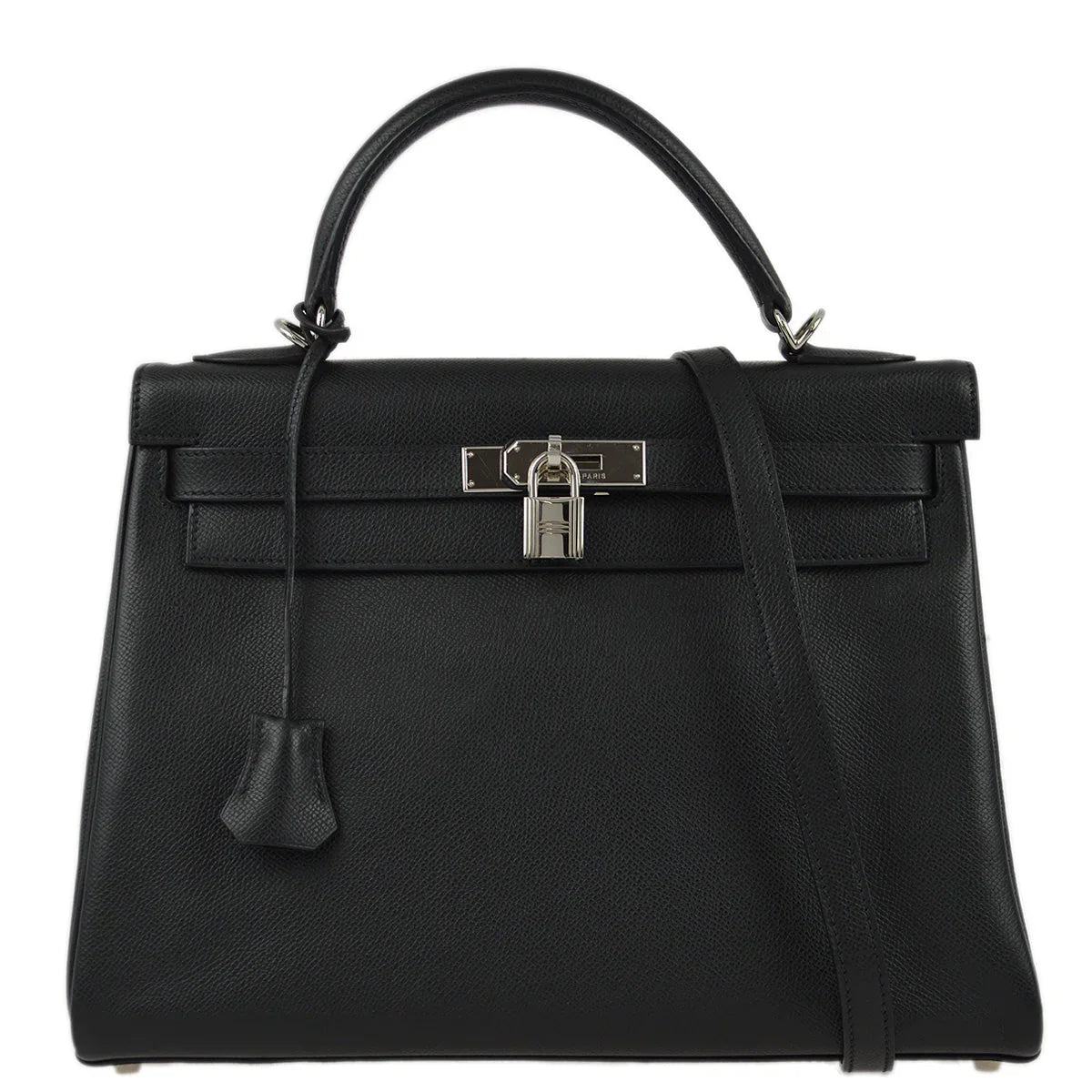 Hermes 2004 Black Epsom Kelly 32 Retourne