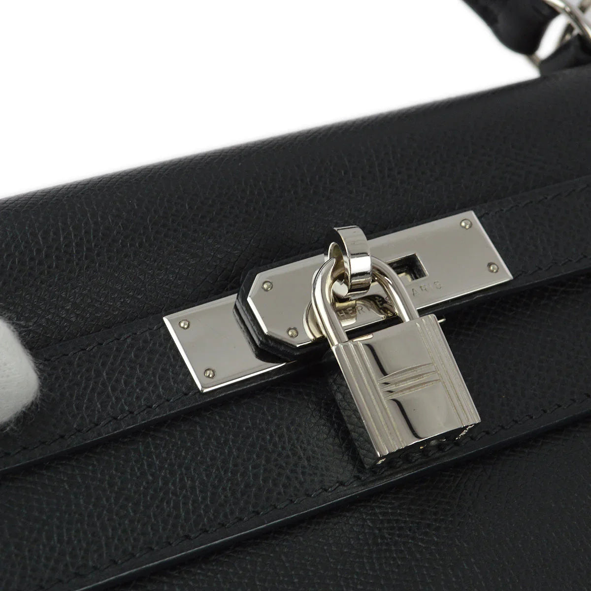 Hermes 2004 Black Epsom Kelly 32 Retourne
