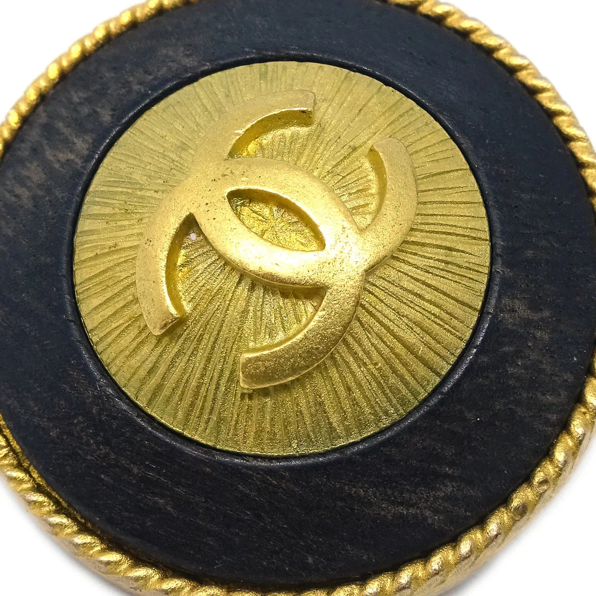 Chanel Button Earrings Clip-On Black 94P