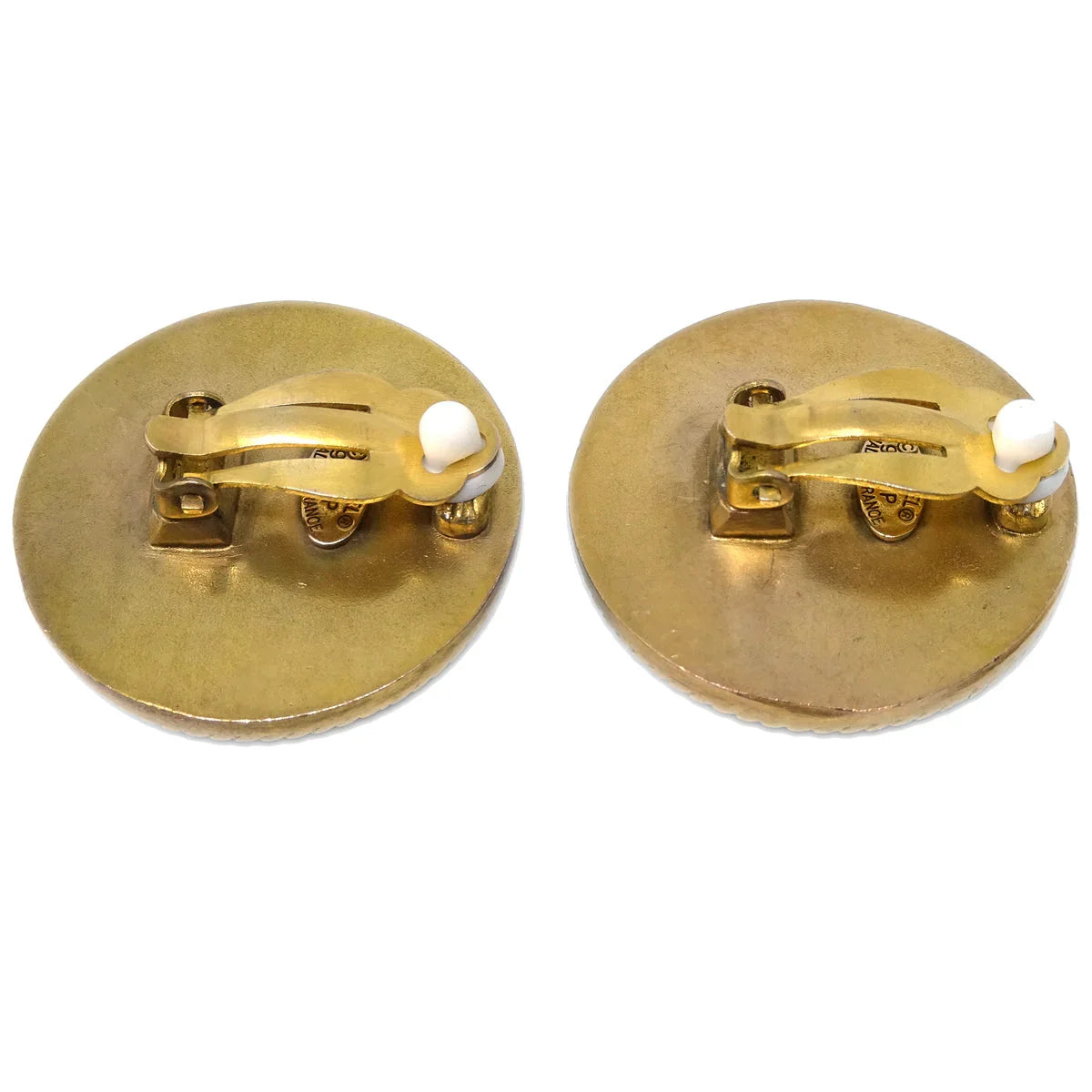 Chanel Button Earrings Clip-On Black 94P