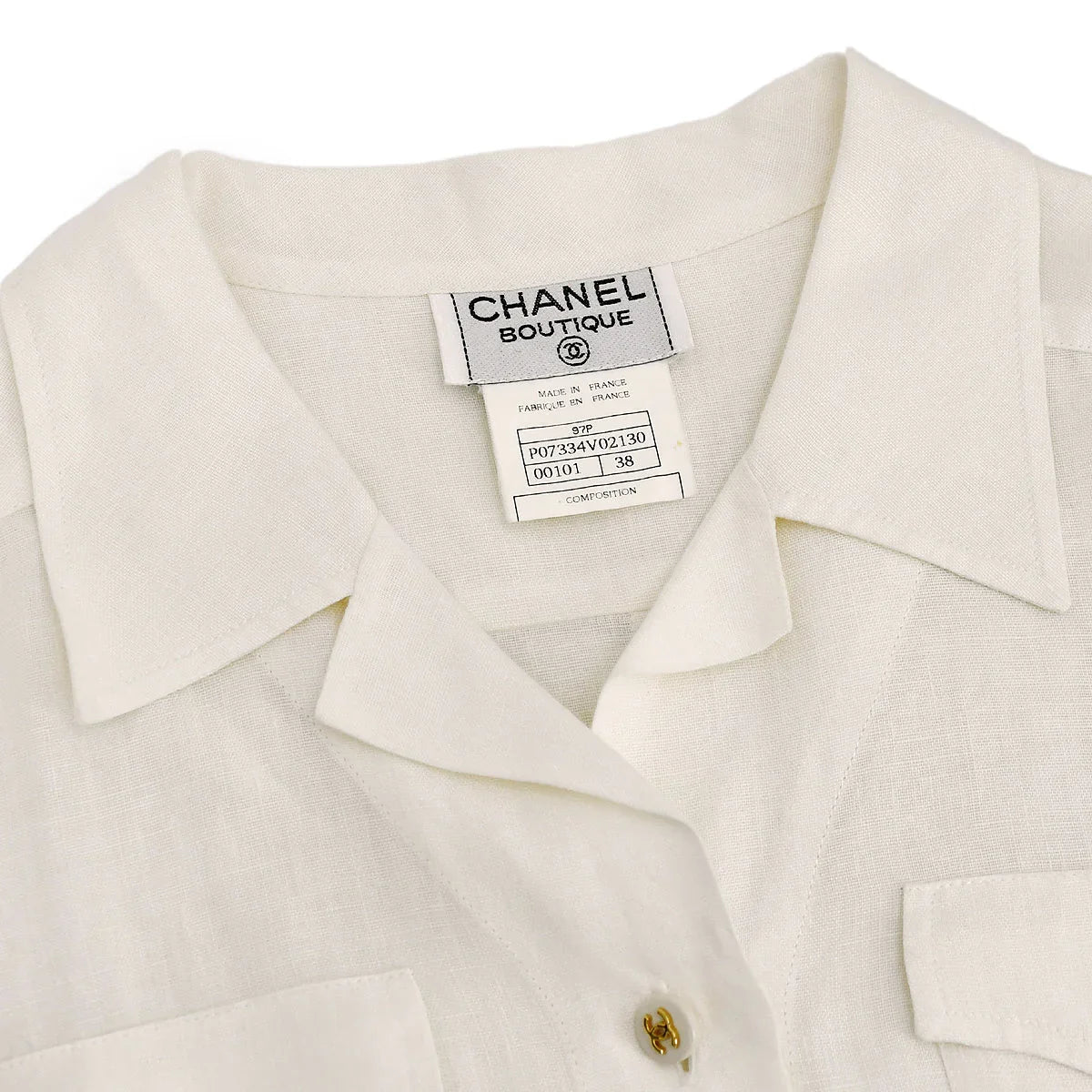 Chanel Shirt White 97P #38