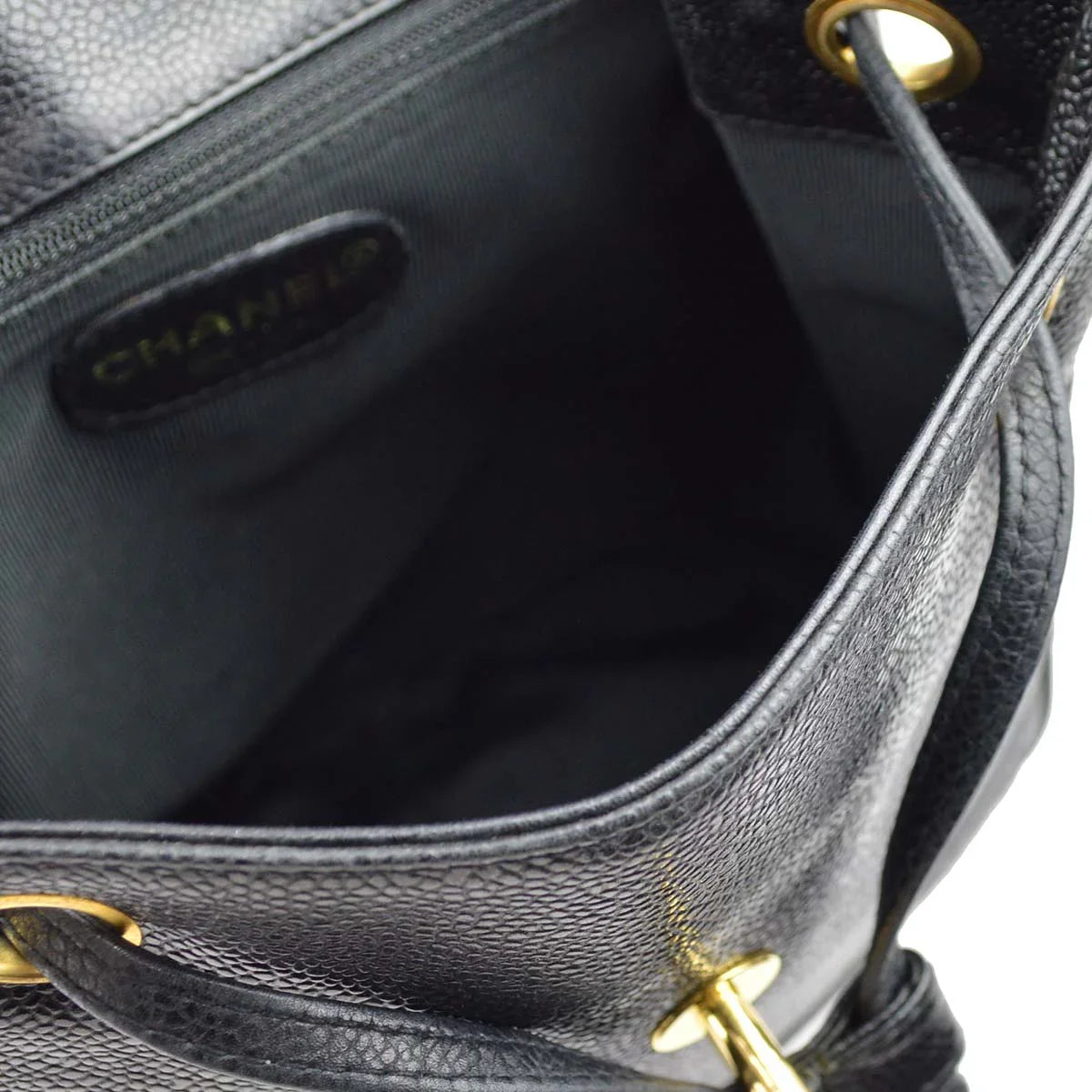 Chanel 1996-1997 Black Caviar Triple CC Backpack