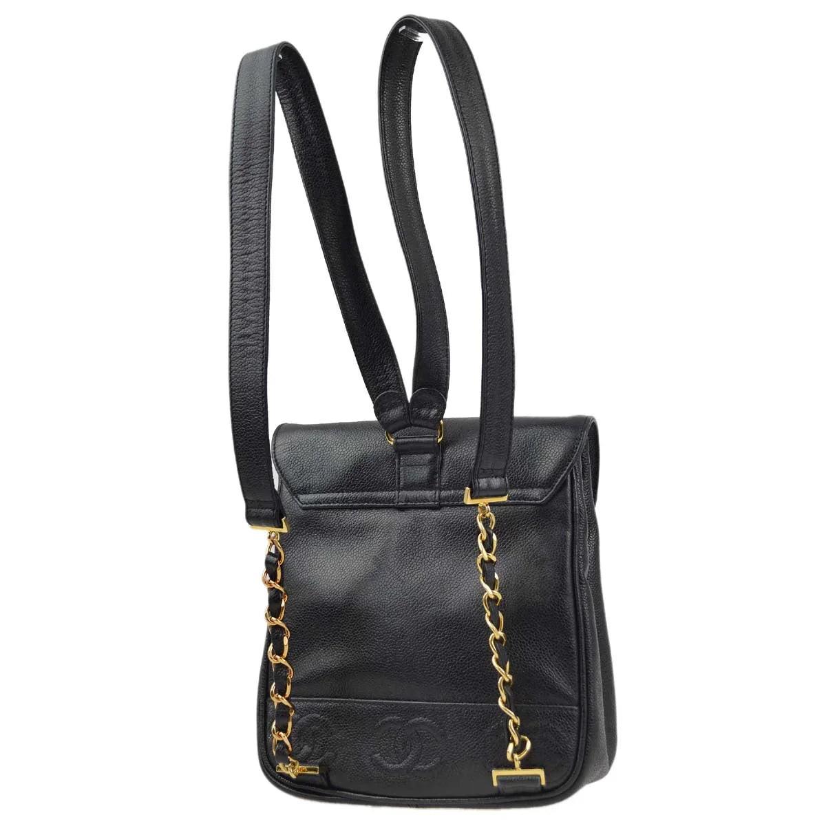 Chanel 1996-1997 Black Caviar Triple CC Backpack
