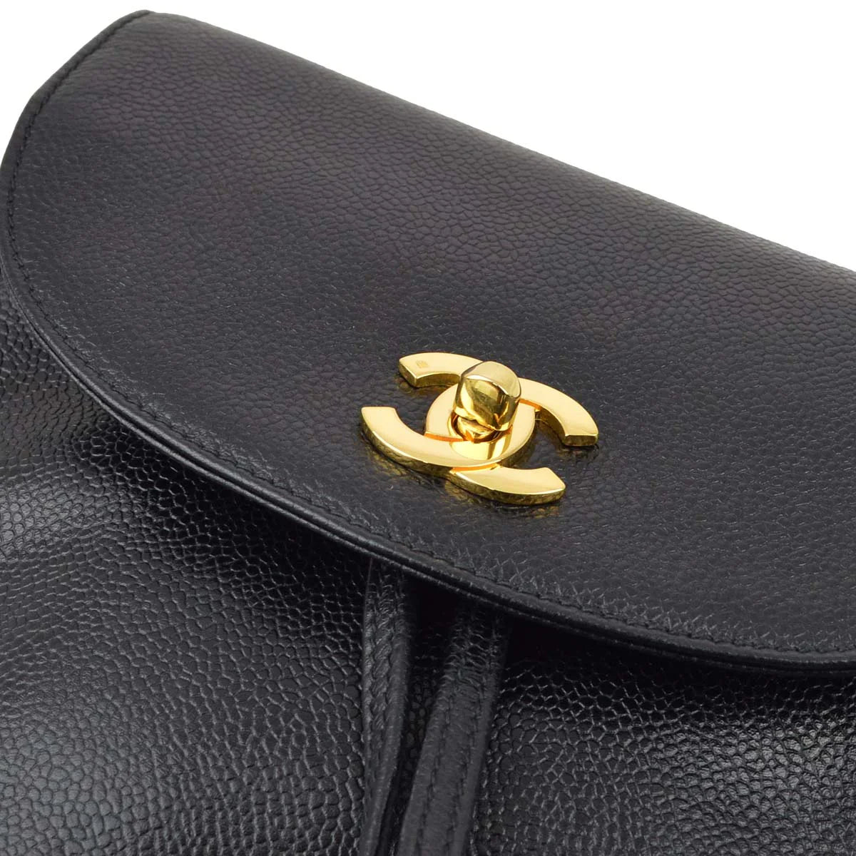 Chanel 1996-1997 Black Caviar Triple CC Backpack