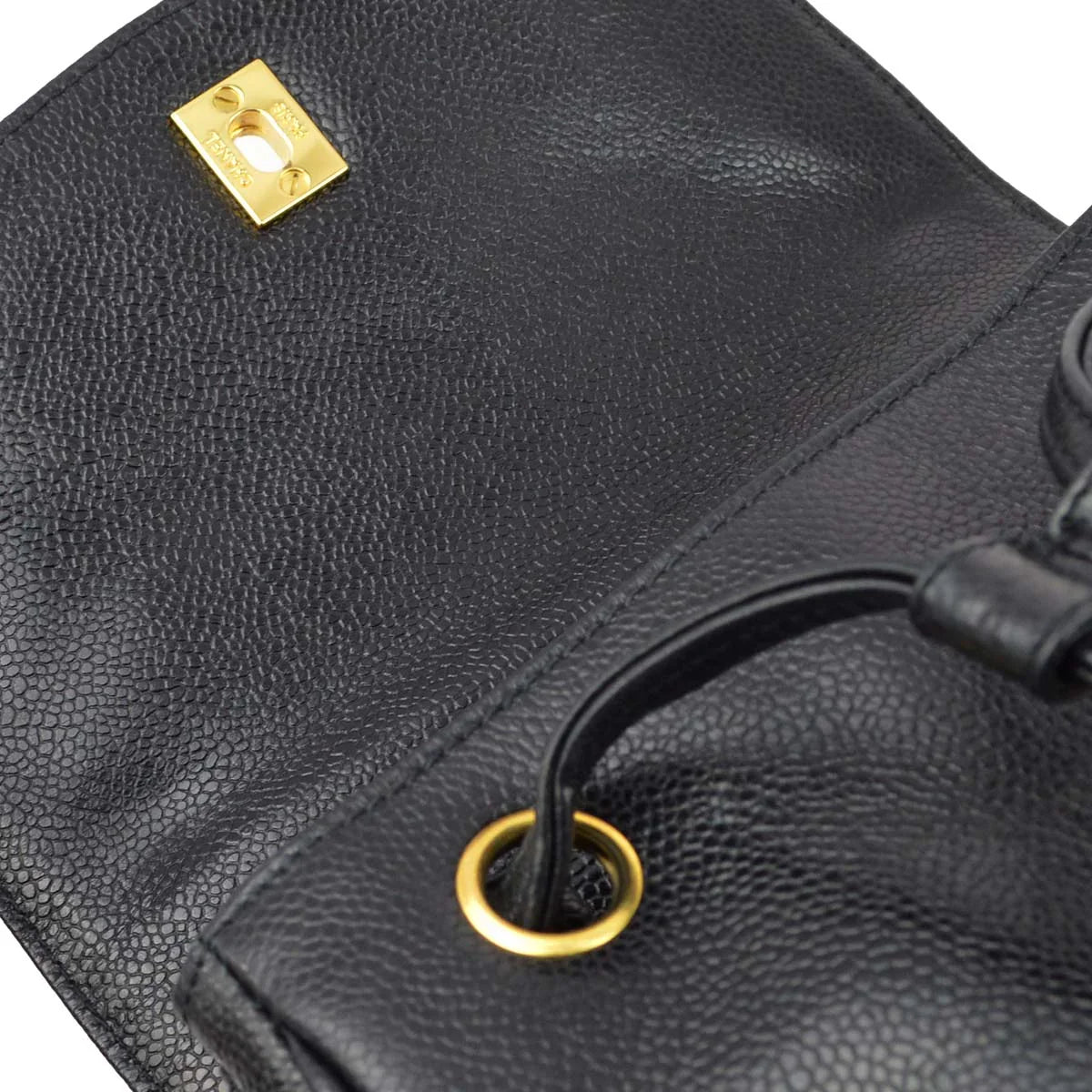 Chanel 1996-1997 Black Caviar Triple CC Backpack