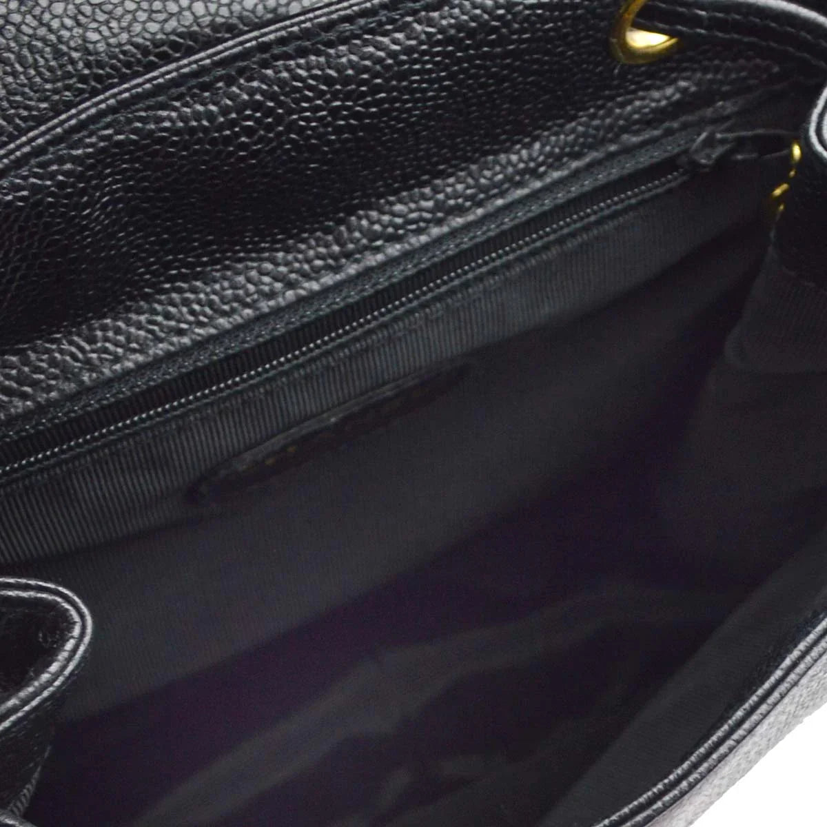 Chanel 1996-1997 Black Caviar Triple CC Backpack