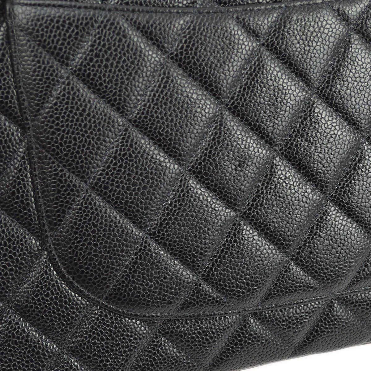 Chanel 2000-2001 Black Caviar Jumbo Classic Flap Shoulder Bag