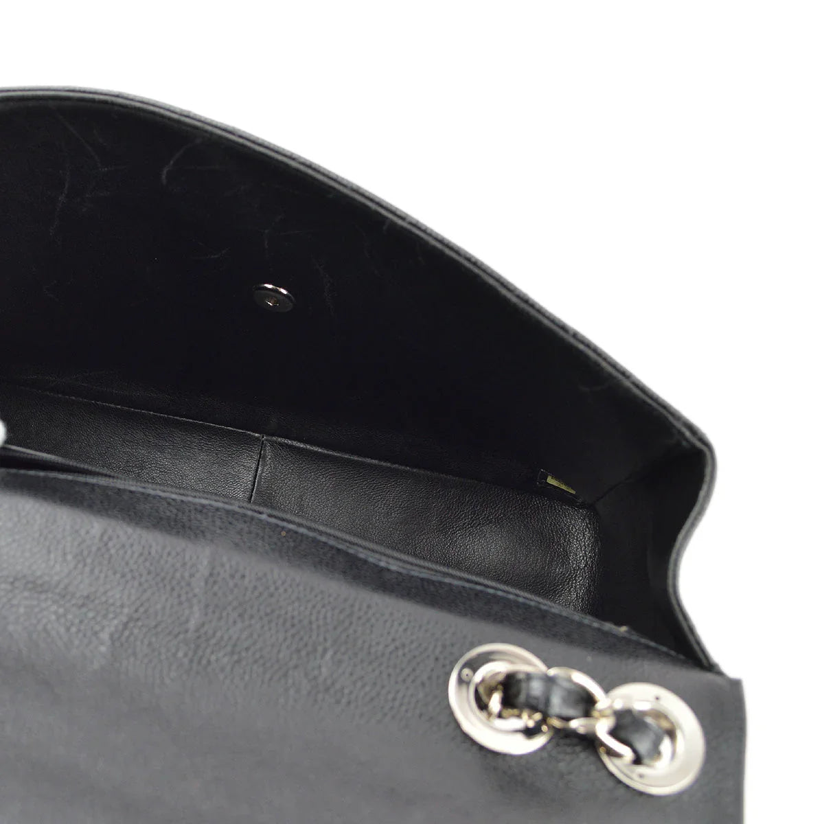 Chanel 2000-2001 Black Caviar Jumbo Classic Flap Shoulder Bag
