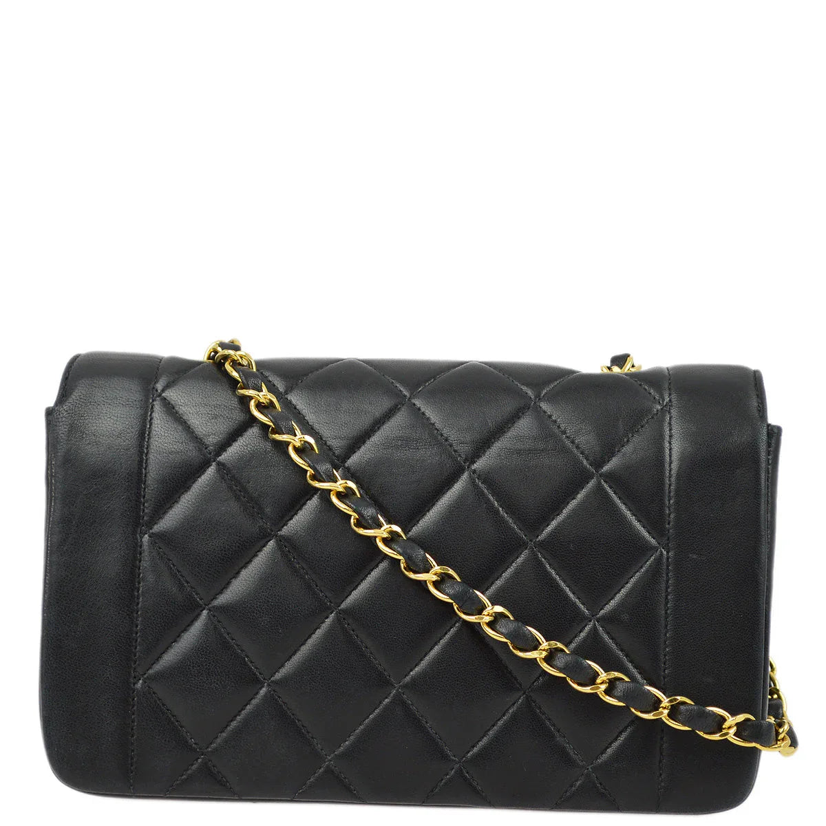 Chanel 1996-1997 Black Lambskin Small Diana Shoulder Bag
