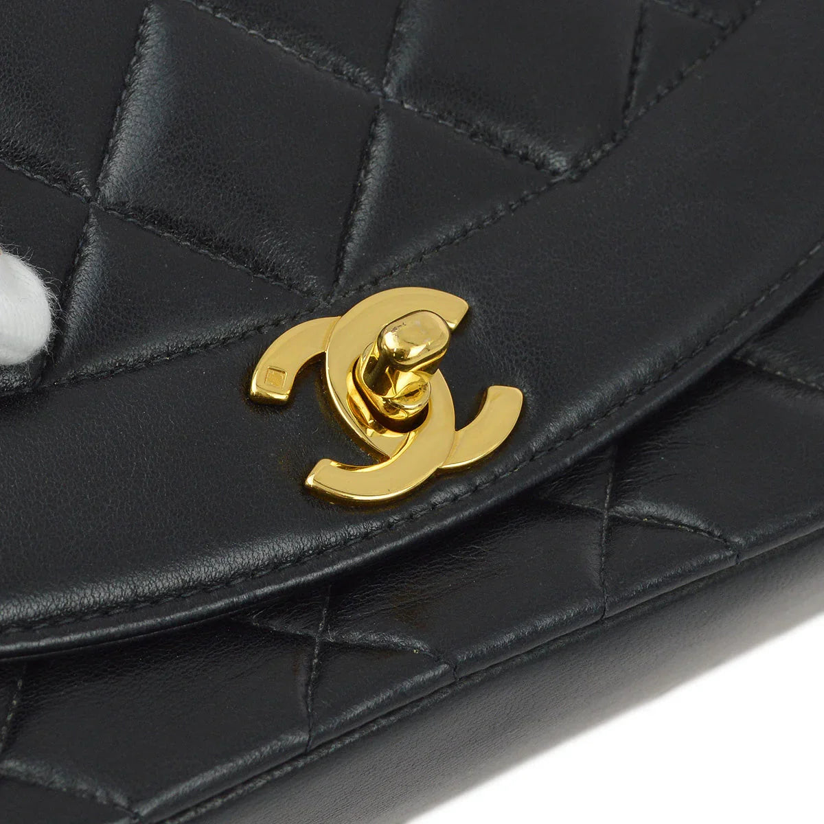 Chanel 1996-1997 Black Lambskin Small Diana Shoulder Bag