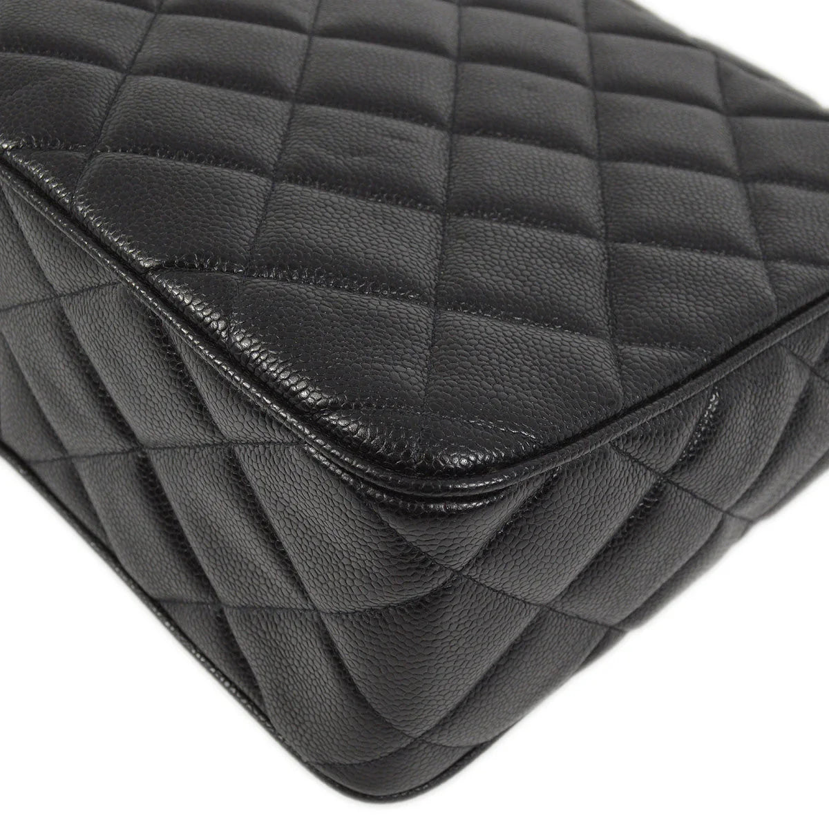 Chanel 1991-1994 Black Caviar Straight Flap Shoulder Bag