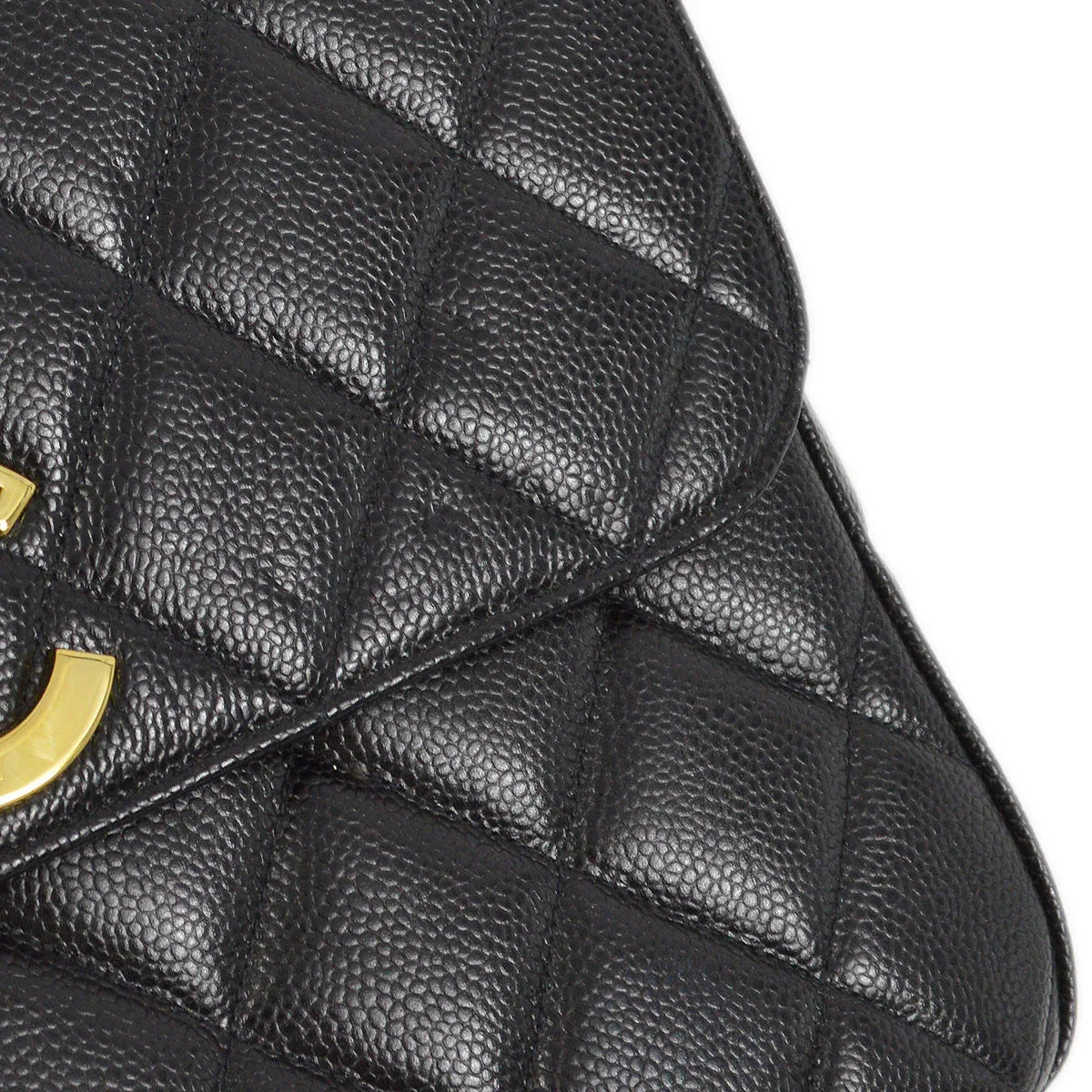Chanel 1991-1994 Black Caviar Straight Flap Shoulder Bag