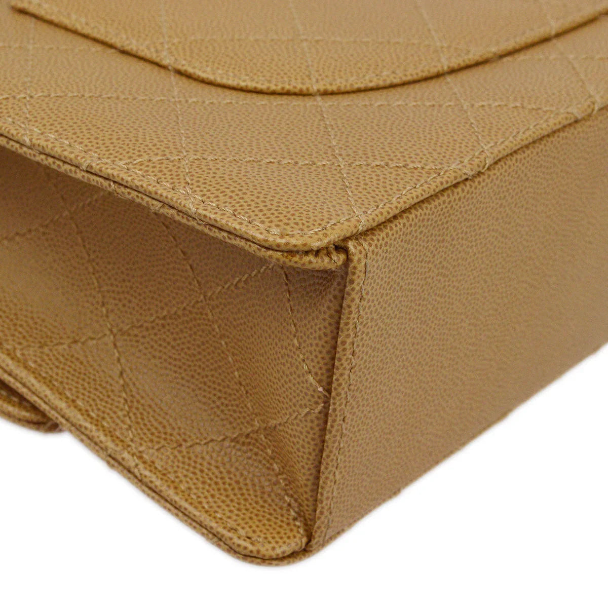 Chanel 1997-1999 Beige Caviar Classic Single Flap Shoulder Bag