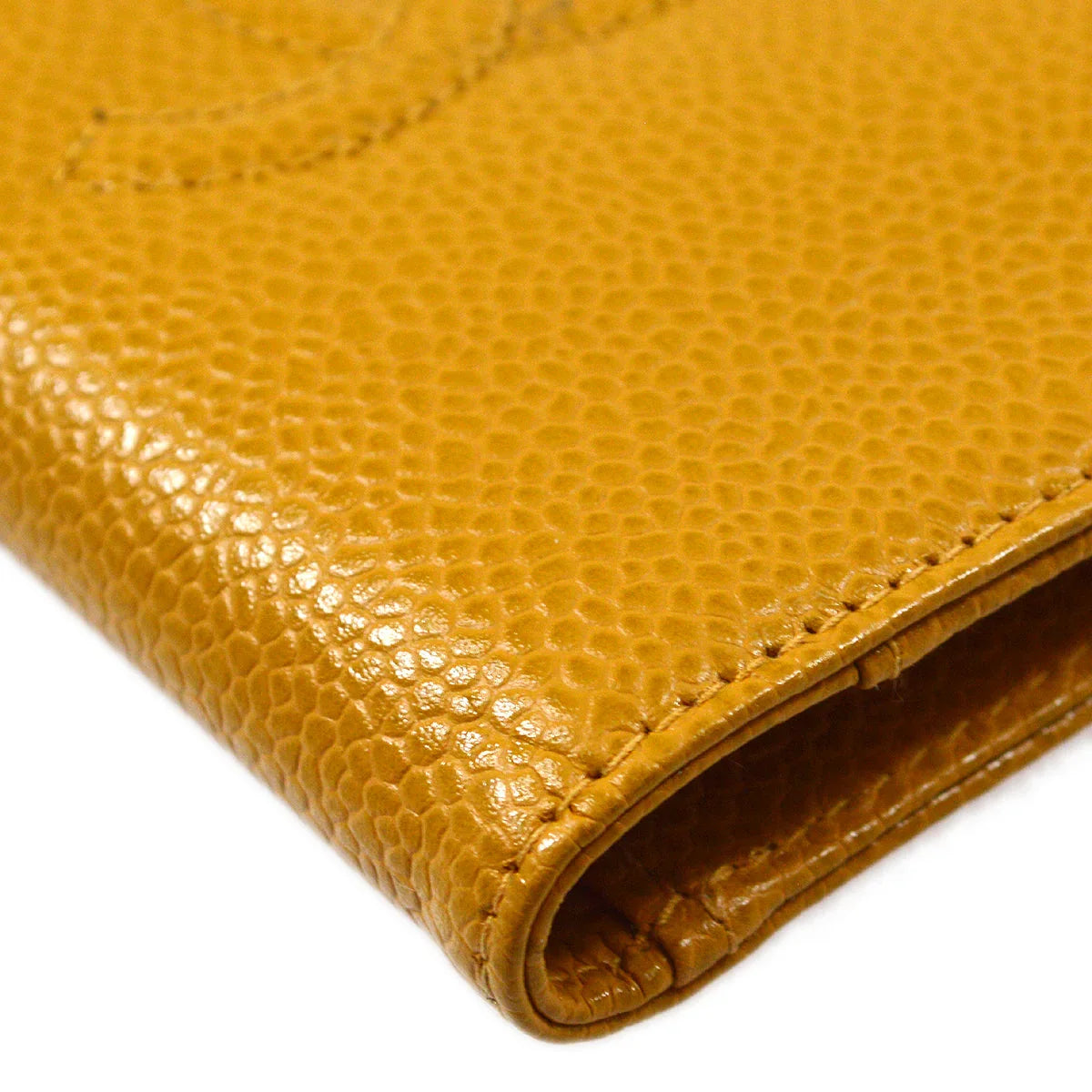 Chanel 2001-2003 Yellow Caviar Note Book Cover Small Good