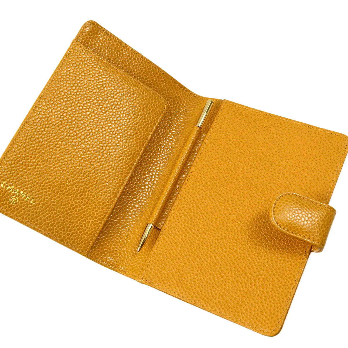 Chanel 2001-2003 Yellow Caviar Note Book Cover Small Good