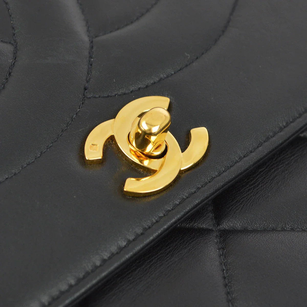 Chanel Black Lambskin Straight Flap Shoulder Bag