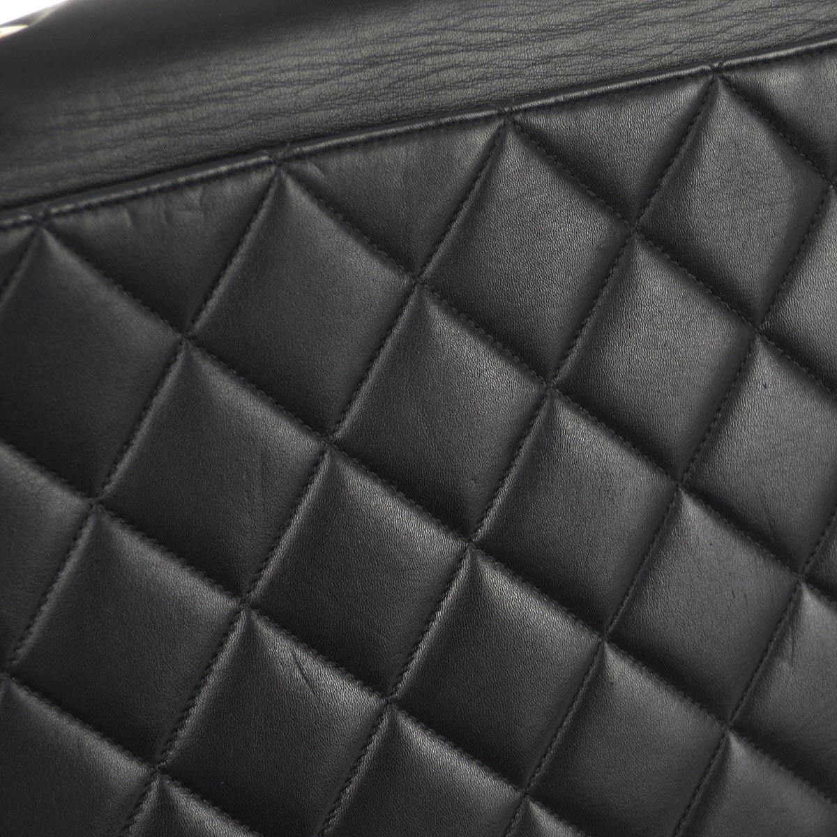 Chanel Black Lambskin Straight Flap Shoulder Bag