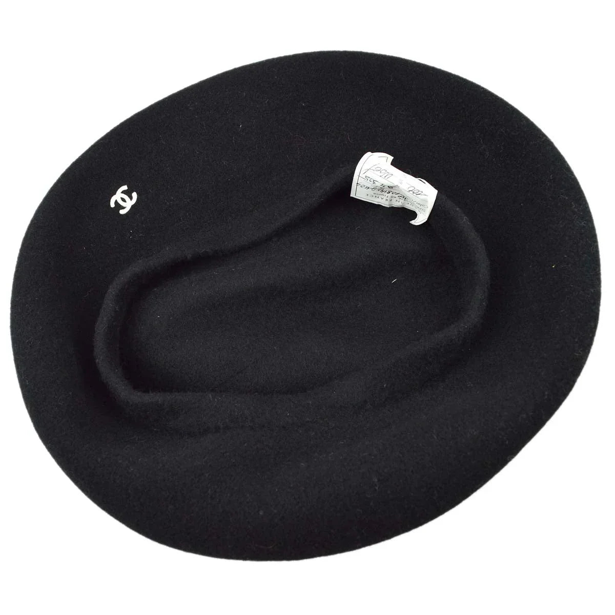 Chanel Oversize Black Hat Beret 98P #57 Small Good