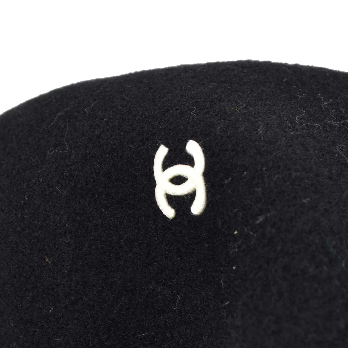 Chanel Oversize Black Hat Beret 98P #57 Small Good