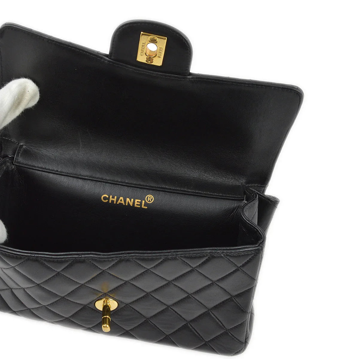 Chanel 1994-1996 Black Lambskin Double Sided Classic Flap Shoulder Bag