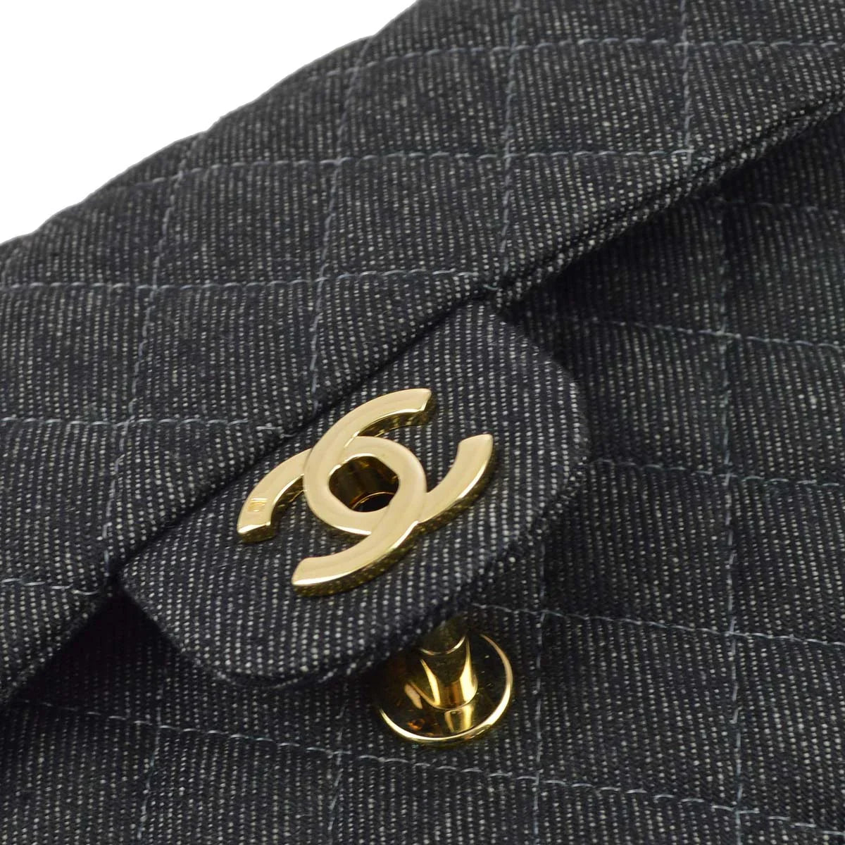 Chanel * 1997-1999 Black Denim Small Classic Double Flap Shoulder Bag