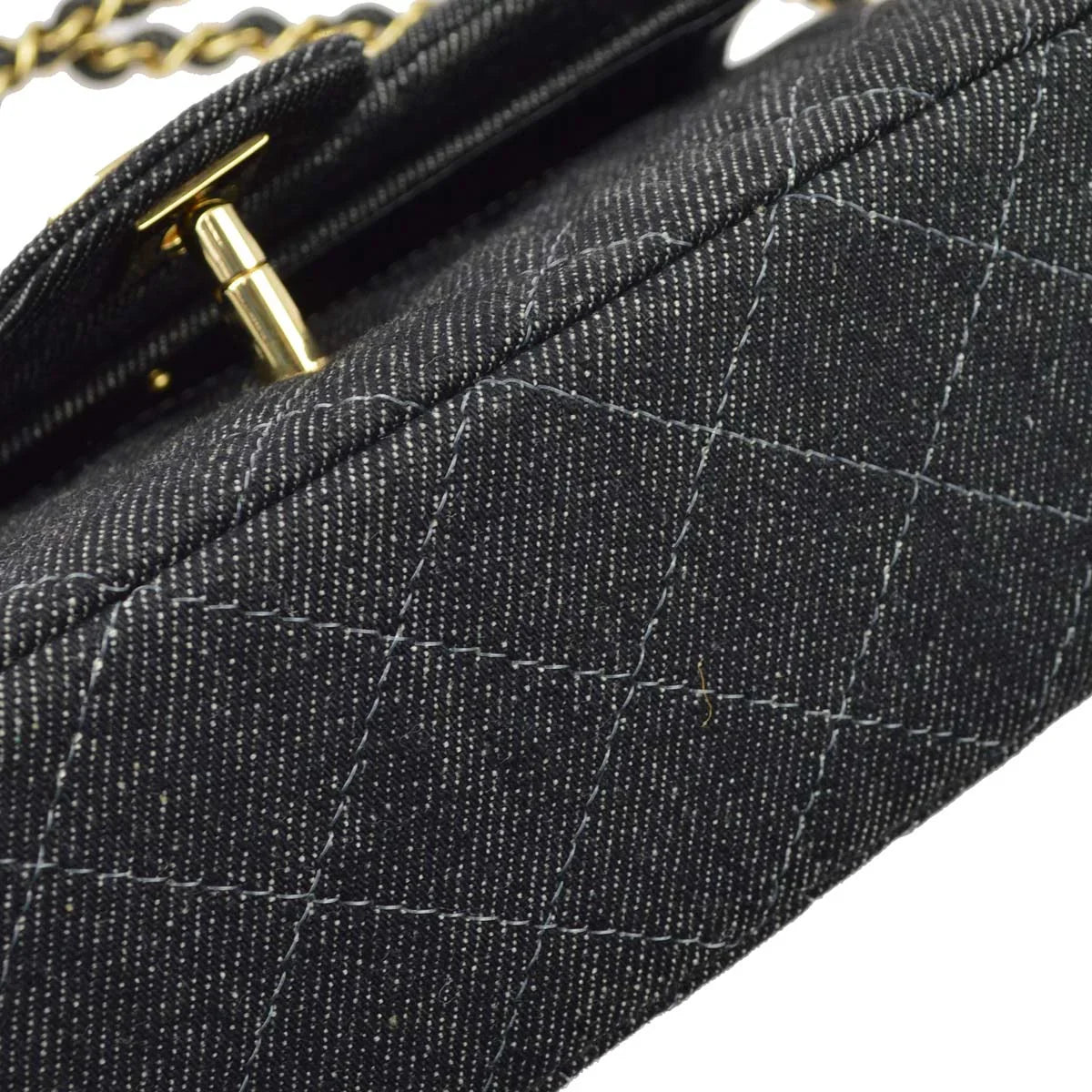Chanel * 1997-1999 Black Denim Small Classic Double Flap Shoulder Bag