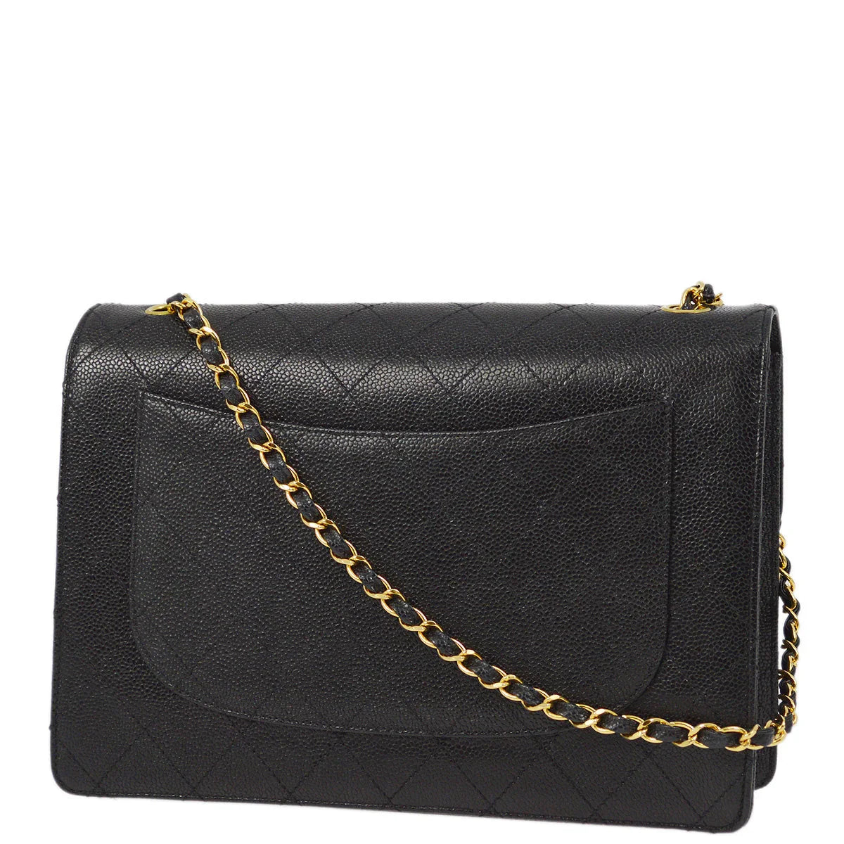 Chanel 1997-1999 Black Caviar Jumbo Classic Flap Shoulder Bag