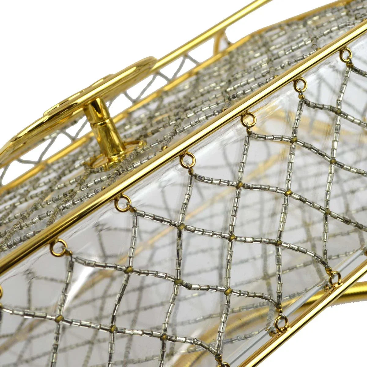 Chanel * Clear Gold Beaded Flap Shoulder Bag Medium