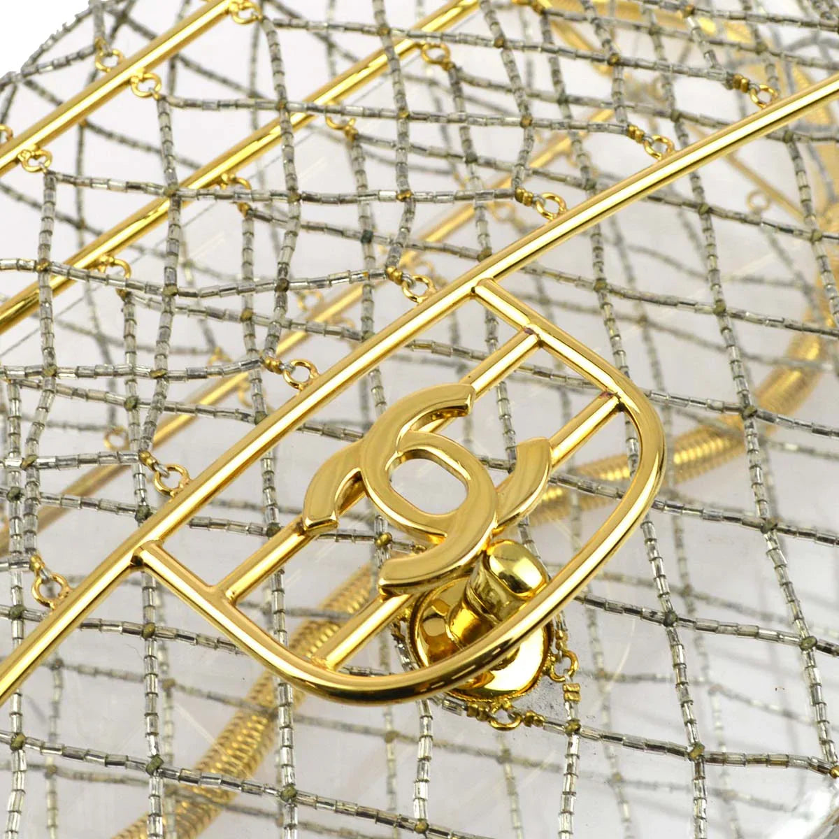 Chanel * Clear Gold Beaded Flap Shoulder Bag Medium