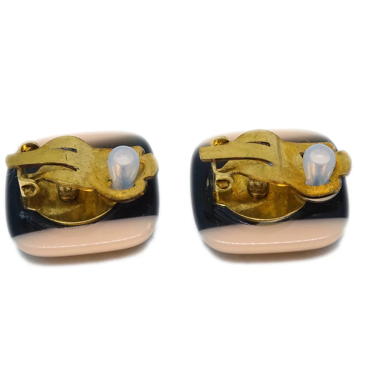 Chanel Square Earrings Clip-On Black 01A