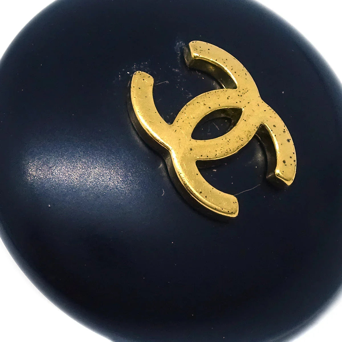 Chanel Black Button Earrings Clip-On 95P