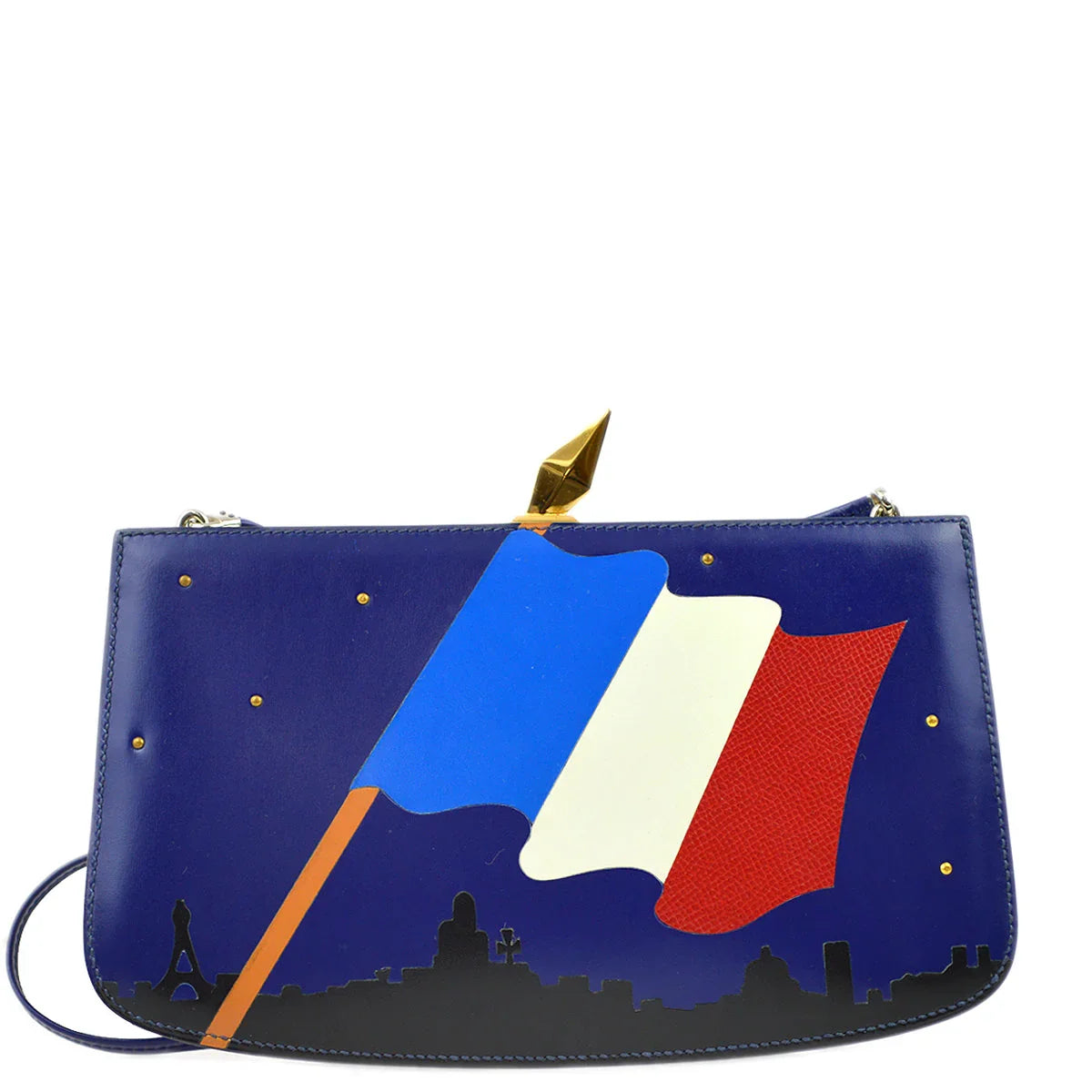 Hermes * 1989 Blue Box Calf Sac A Malice Shoulder Bag