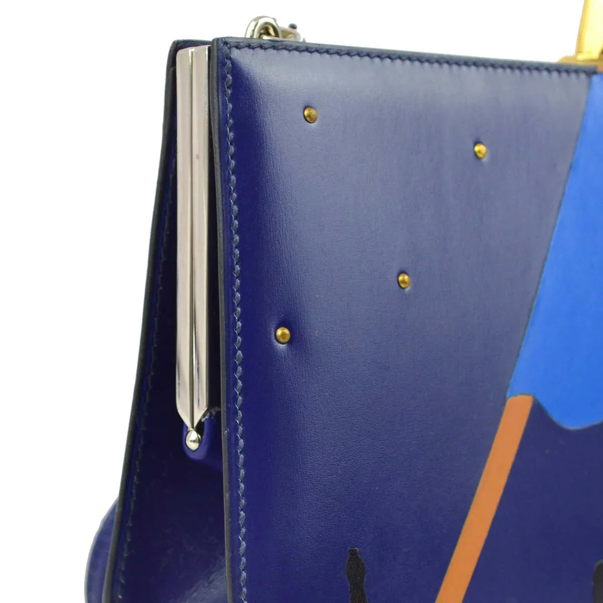 Hermes * 1989 Blue Box Calf Sac A Malice Shoulder Bag