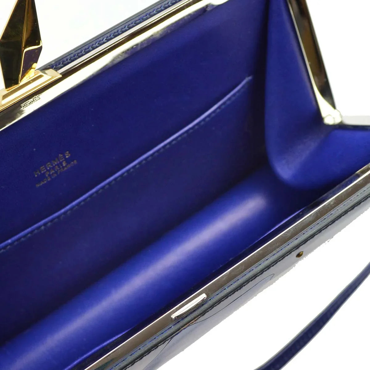 Hermes * 1989 Blue Box Calf Sac A Malice Shoulder Bag