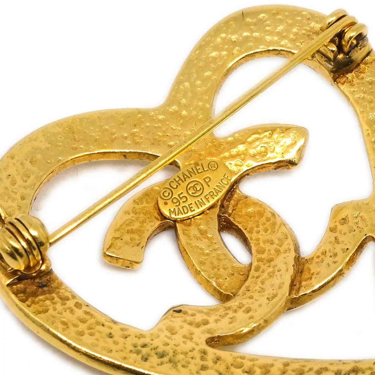 Chanel Heart Brooch Pin Gold 95P