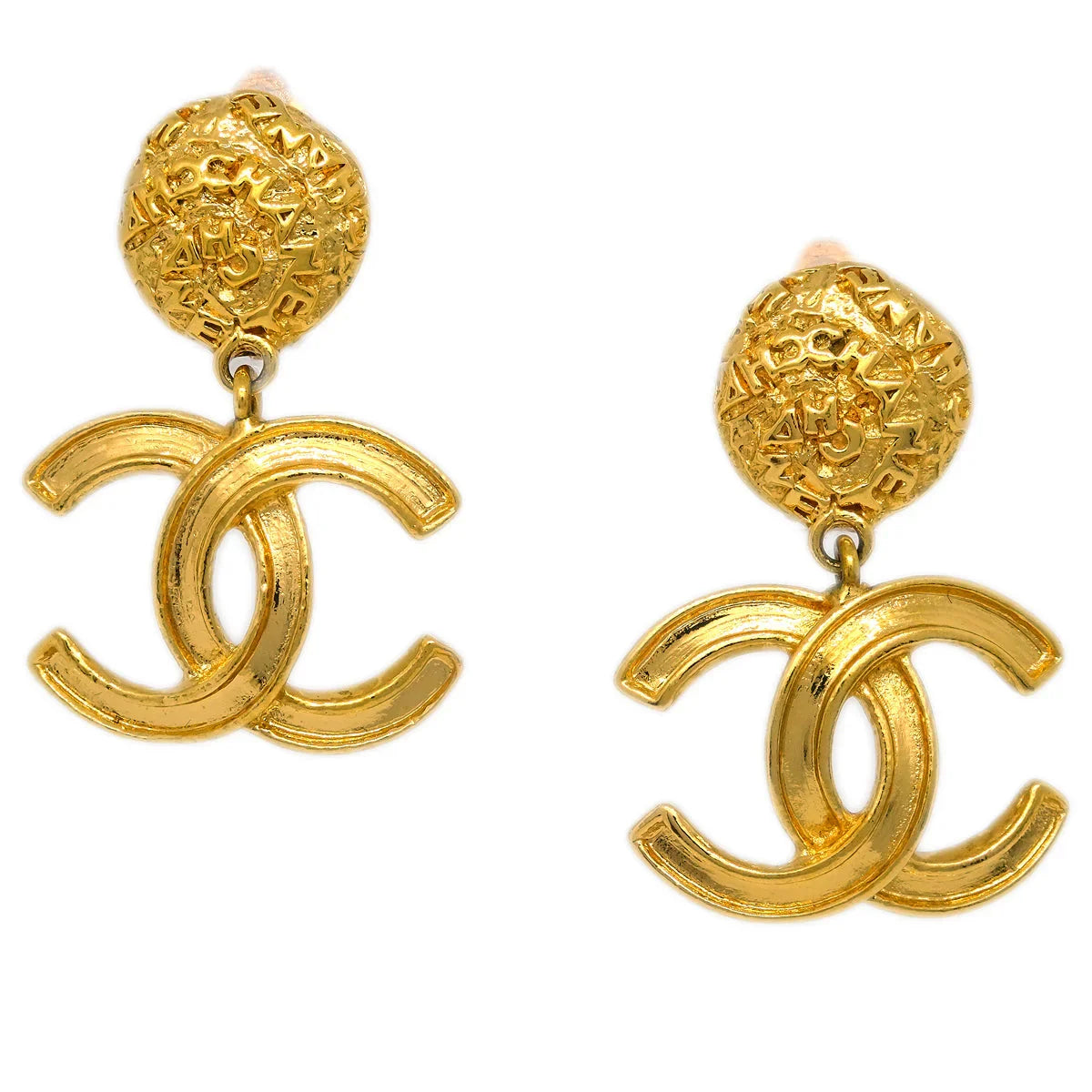 Chanel Gold Dangle Earrings Clip-On 95A
