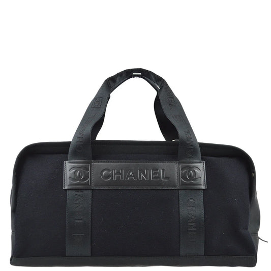 Chanel 2004-2005 Black Felt Nylon Sport Line Gym Handbag