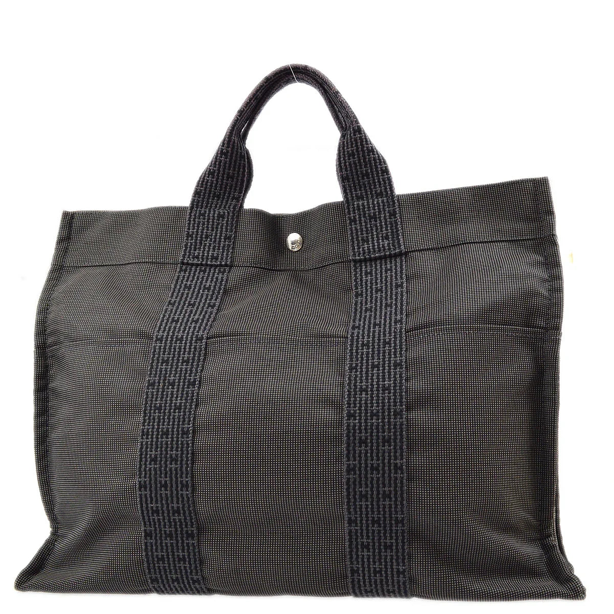 Hermes Gray Canvas Herline Tote MM Bag