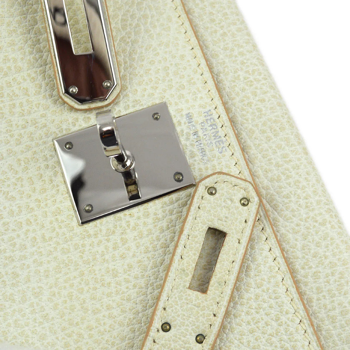 Hermes 2001 Ivory Buffalo Kelly 32 Retourne 2way Shoulder Handbag