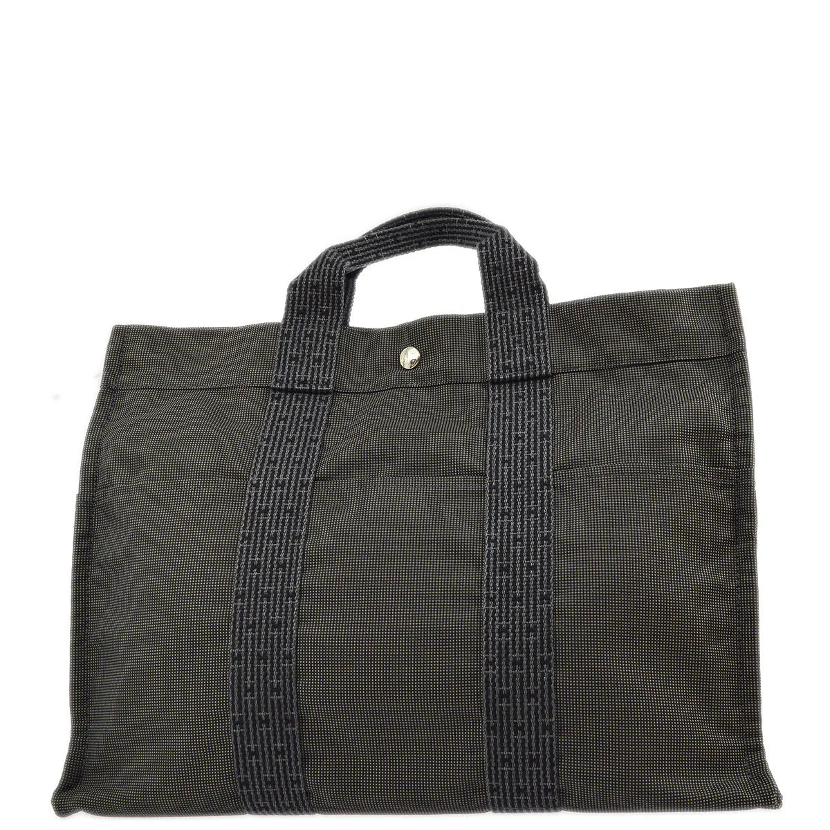 Hermes Gray Canvas Herline Tote MM Bag