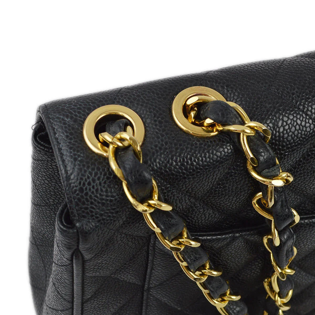 Chanel 1994-1996 Black Caviar Jumbo Classic Flap Shoulder Bag