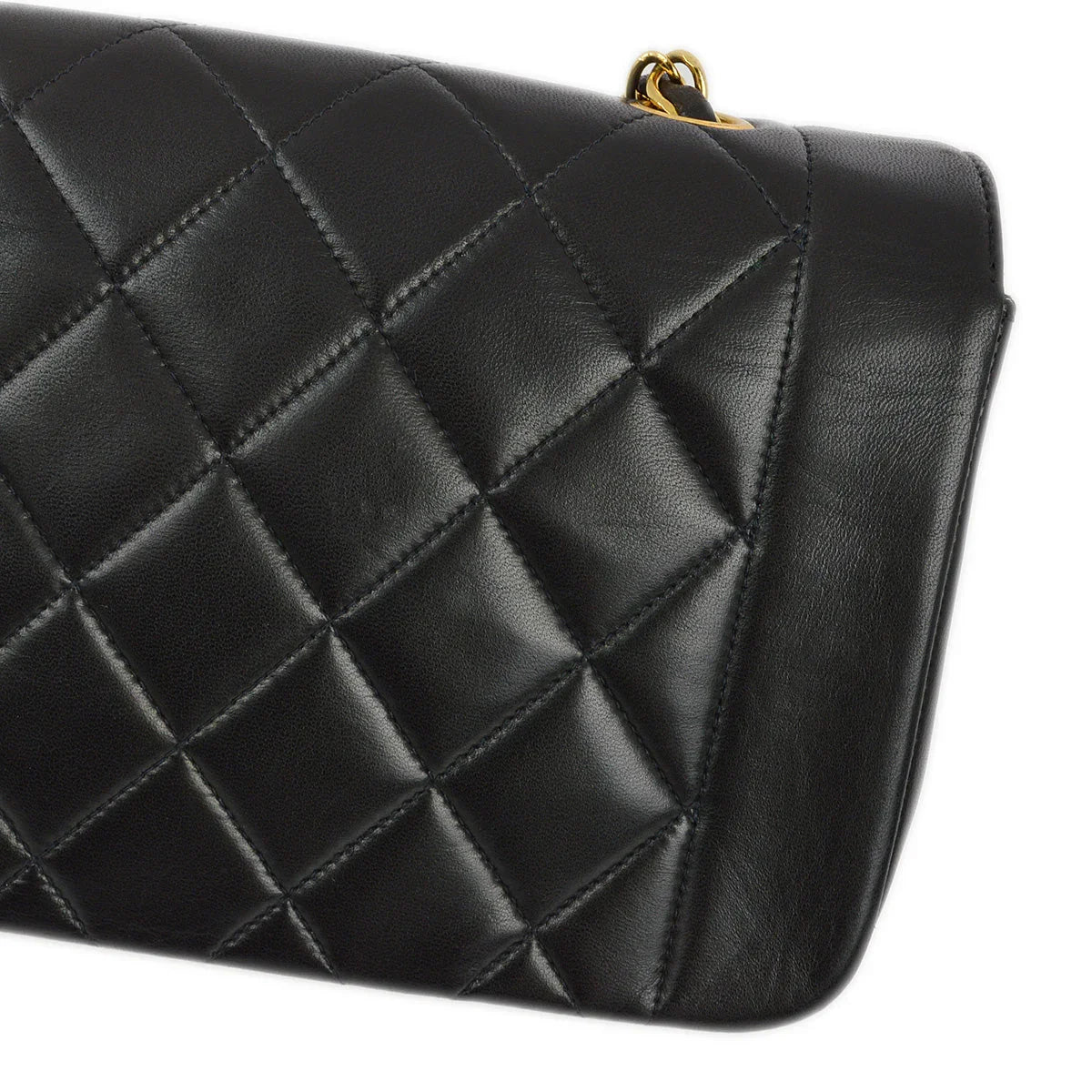 Chanel 1994-1996 Black Lambskin Small Diana Shoulder Bag