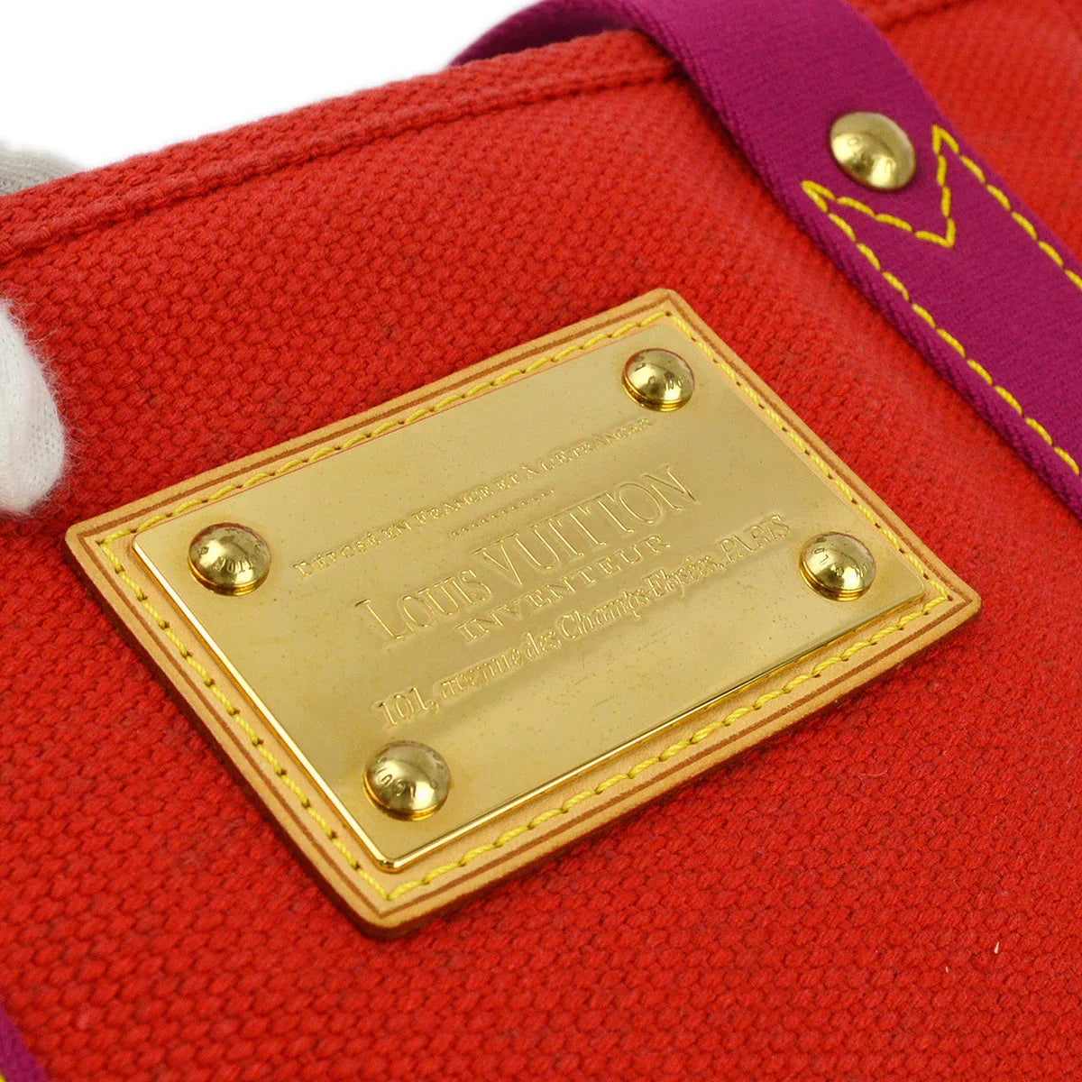 Louis Vuitton 2005 Red Purple Antigua Cabas MM Tote Bag M40034