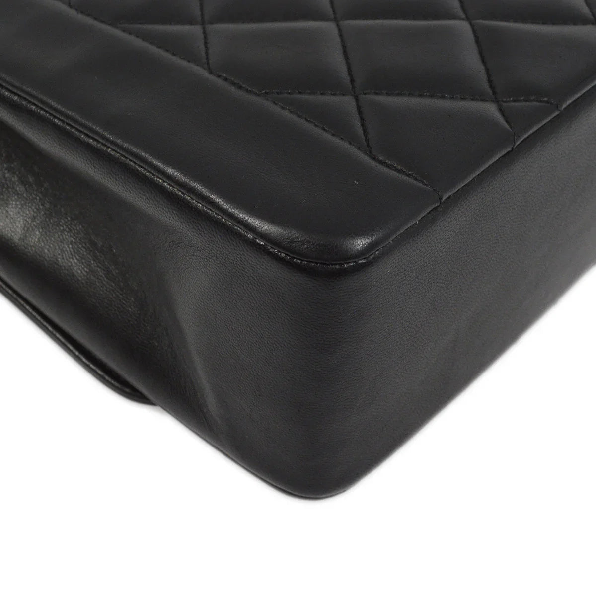 Chanel 1991-1994 Black Lambskin Medium Diana Shoulder Bag