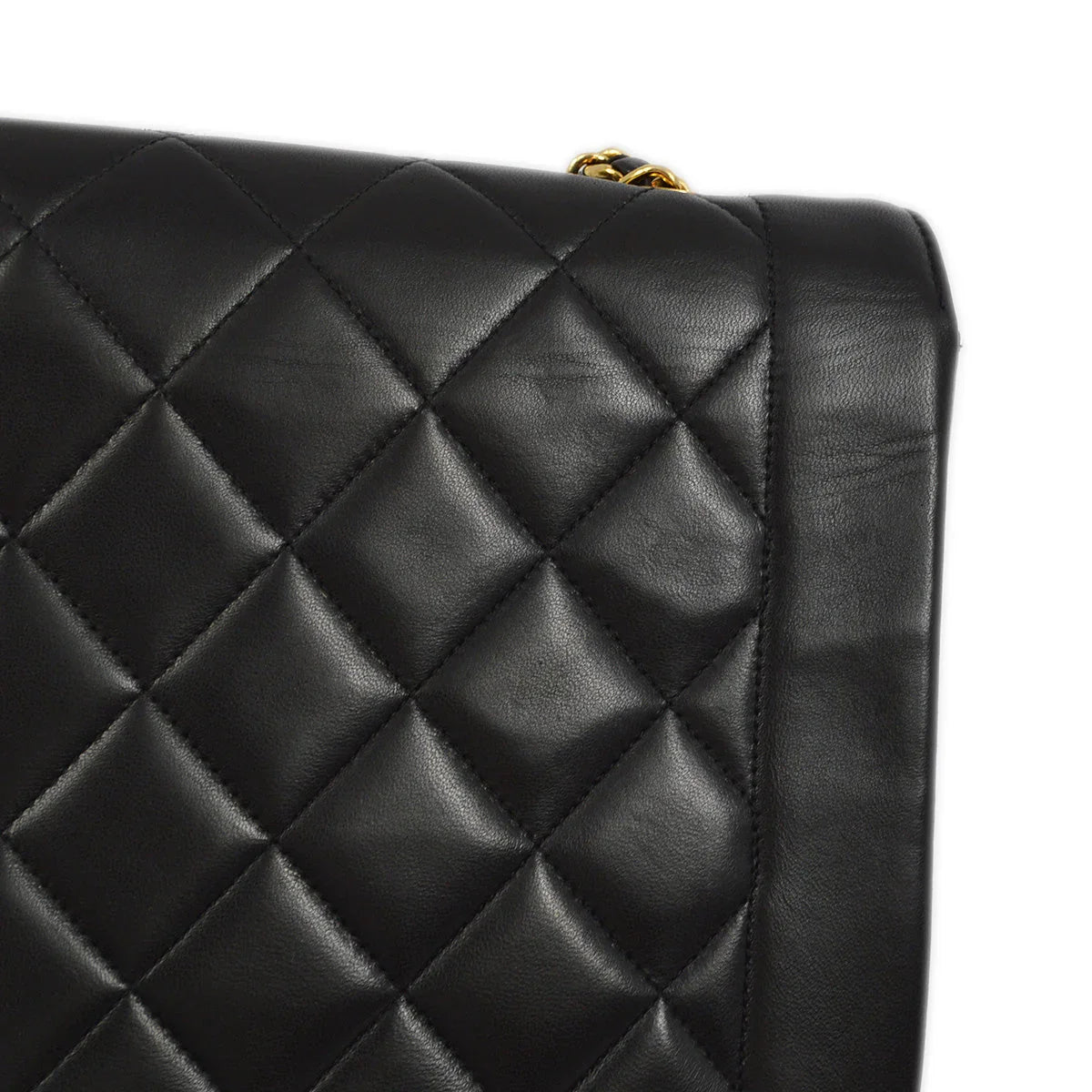 Chanel 1991-1994 Black Lambskin Medium Diana Shoulder Bag