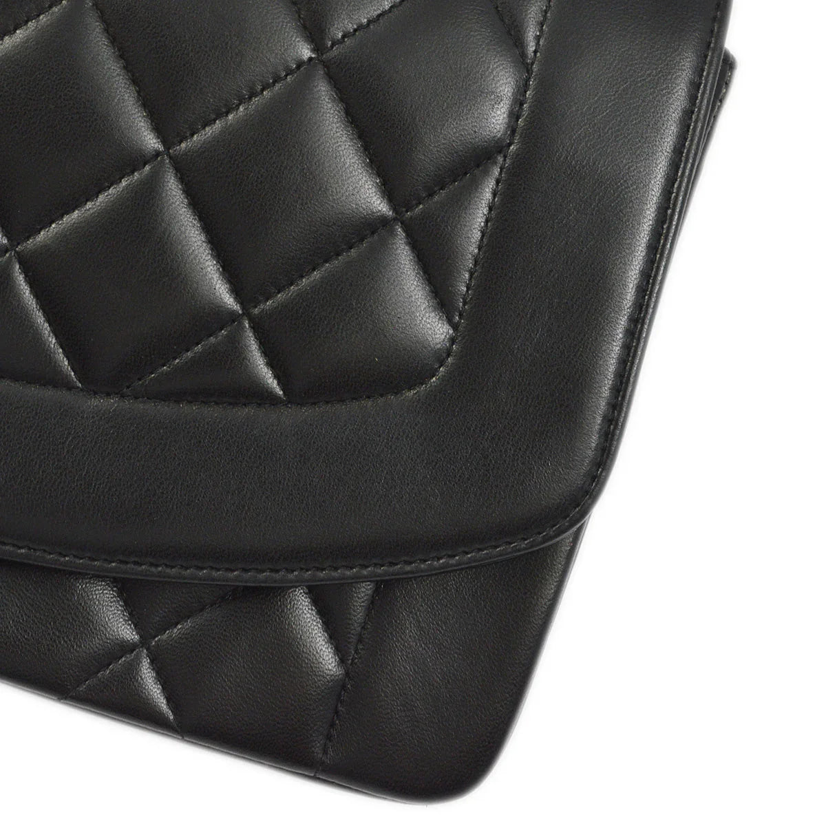 Chanel 1991-1994 Black Lambskin Medium Diana Shoulder Bag