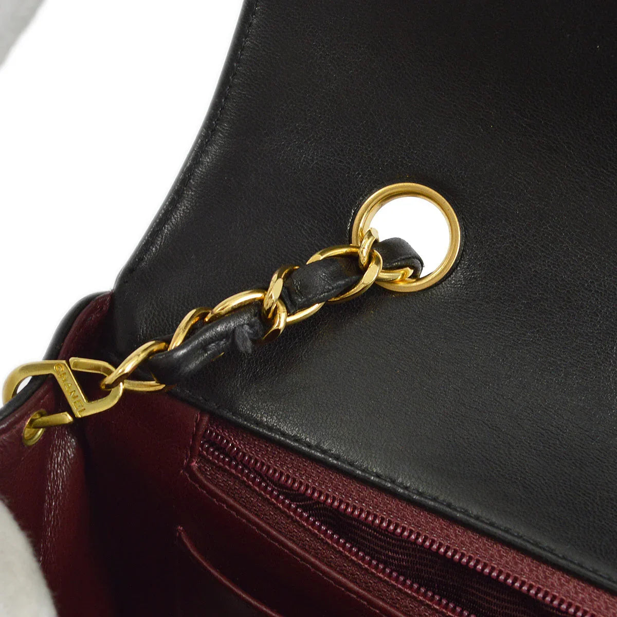 Chanel 1991-1994 Black Lambskin Medium Diana Shoulder Bag