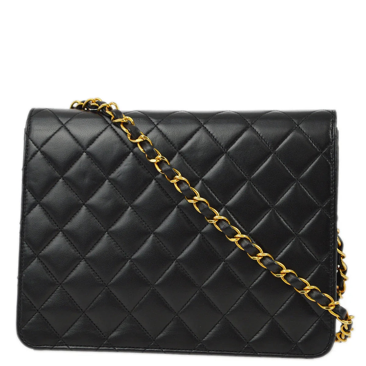 Chanel 2005-2006 Black Lambskin Turnlock Small Half Flap Shoulder Bag