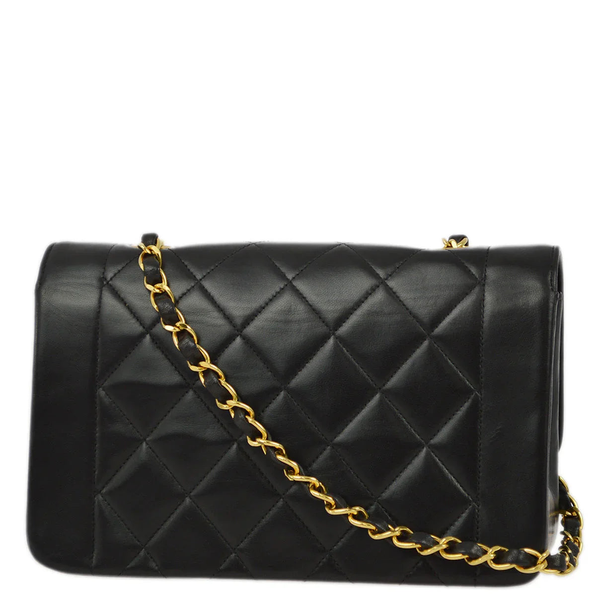 Chanel 1996-1997 Black Lambskin Small Diana Shoulder Bag